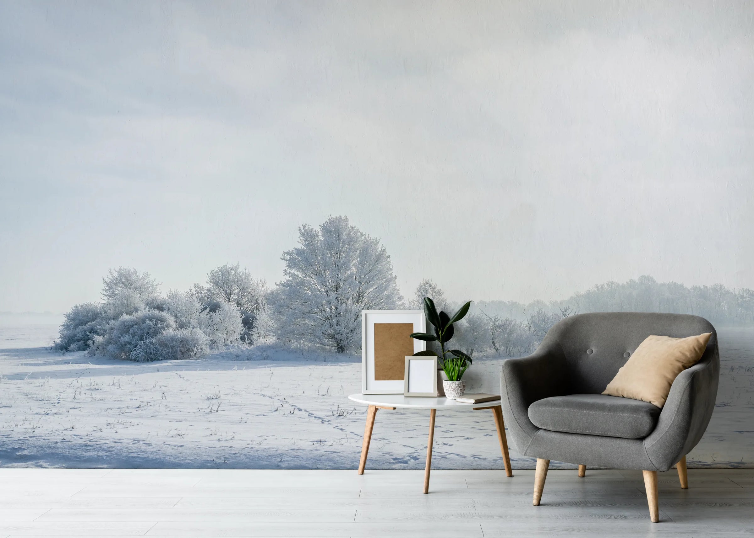 Winter Forest Wallpaper | Snowy Trees Peel And Stick Wall Mural image 2