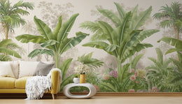 Tropical Botanical Wall Mural | Green Banana Leaf Peel And Stick Wallpaper image 0