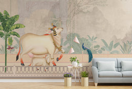 Removable Pichwai Cow Indian Traditional Wallpaper image 4