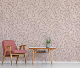 Neutral Leaf Wallpaper | Taupe Beige Botanical Leaves Peel and Stick image 3