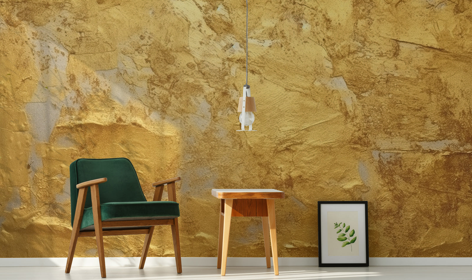 Premium gold texture wallpaper removable plaster effect minimalist hallway decor wall