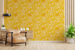 Gold Beauty of Marigold Floral Wallpaper