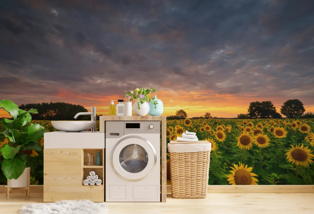 Golden Sunflower Bloom Peel and Stick Wallpaper image 4