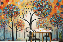 Colorful Abstract Tree Mural | Vibrant Nature Peel and Stick Wallpaper image 1
