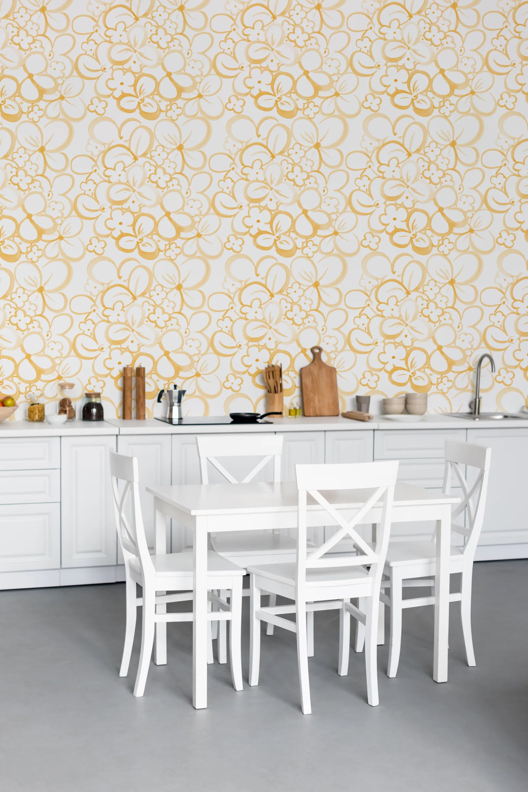 Golden Bloom Floral Room Decor | Yellow Peel and Stick Wallpaper image 2