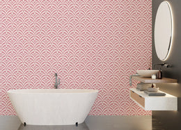 Art Deco Pink Scallop Pattern Removable Wallpaper image 4