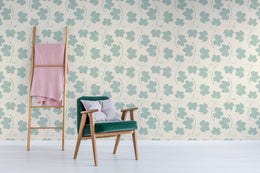 Sage Green Vine Leaf Wallpaper | Peel and Stick Wall Covering image 1