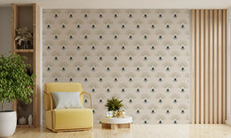 Mid Century Art Deco Wallpaper | Fan Pattern Beige Teal Peel and Stick Decor image 3