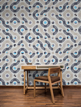Retro Geometric Wallpaper| Navy Beige Abstract Removable Living Room Decor image 5