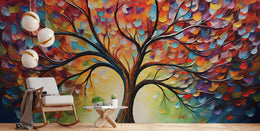 Color Burst Abstract Tree Peel and Stick Wallpaper image 2