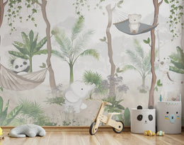 Leafy Heaven And Cute Tot Animal Kids Wallpaper image 3