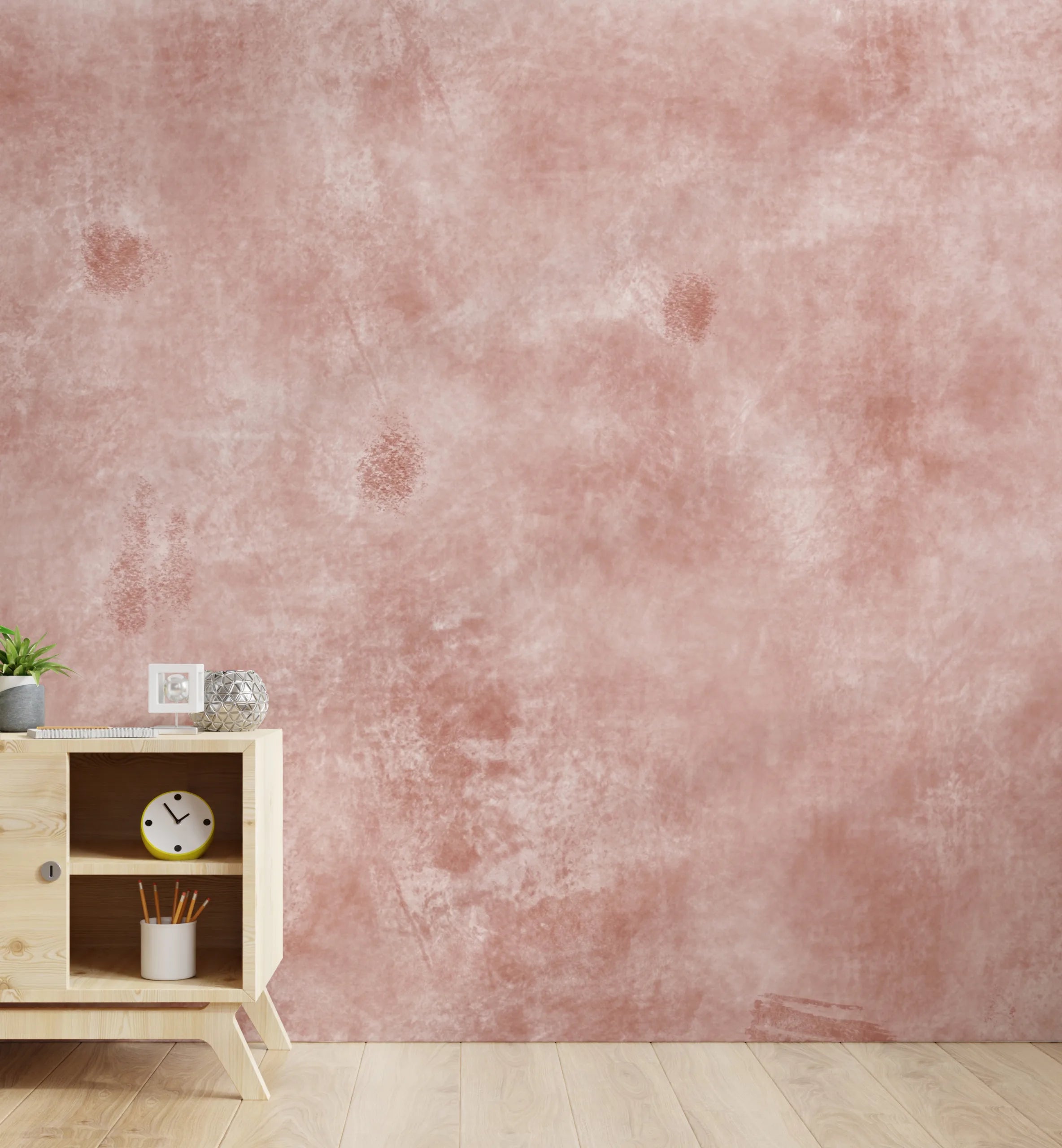 Plaster Texture Blush Pink Home Decor | Concrete Peel And Stick Wallpaper image 1