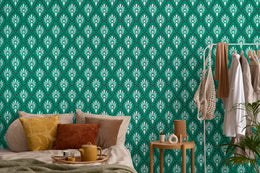 Art Deco Peel and Stick Wallpaper | Green Floral Artistic Wall Decor image 5