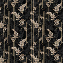 Art Deco Golden Fern Leaves Removable Wallpaper image 6