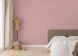 Art Deco Pink Scallop Pattern Removable Wallpaper