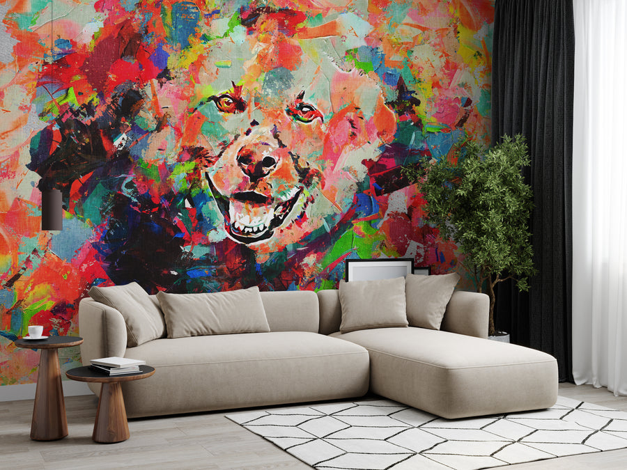 Graffiti Wallpaper | Colorful Abstract Peel And Stick Dog Wall Mural
