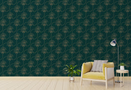Teel Green Repeat Pattern Removable Art Deco Wallpaper