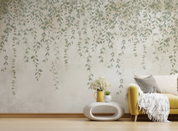 Foggy Hanging Leaves Wallpaper Murals