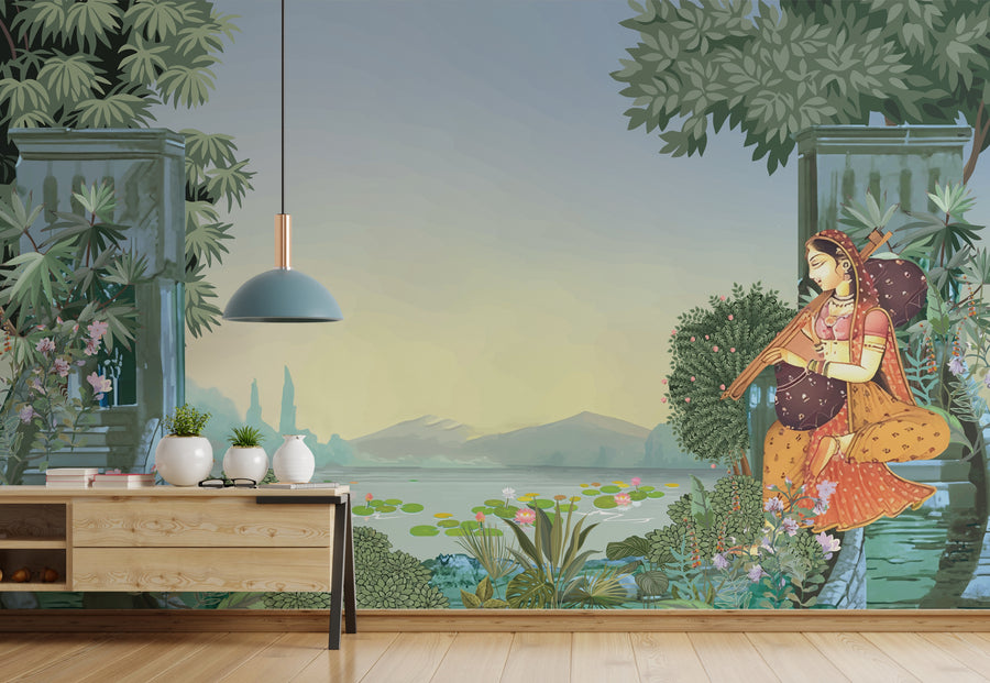 Indian Mughal Style Peel and Stick Nature Wallpaper