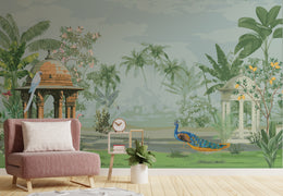 Indian Miniature Art Tropical Removable Wallpaper