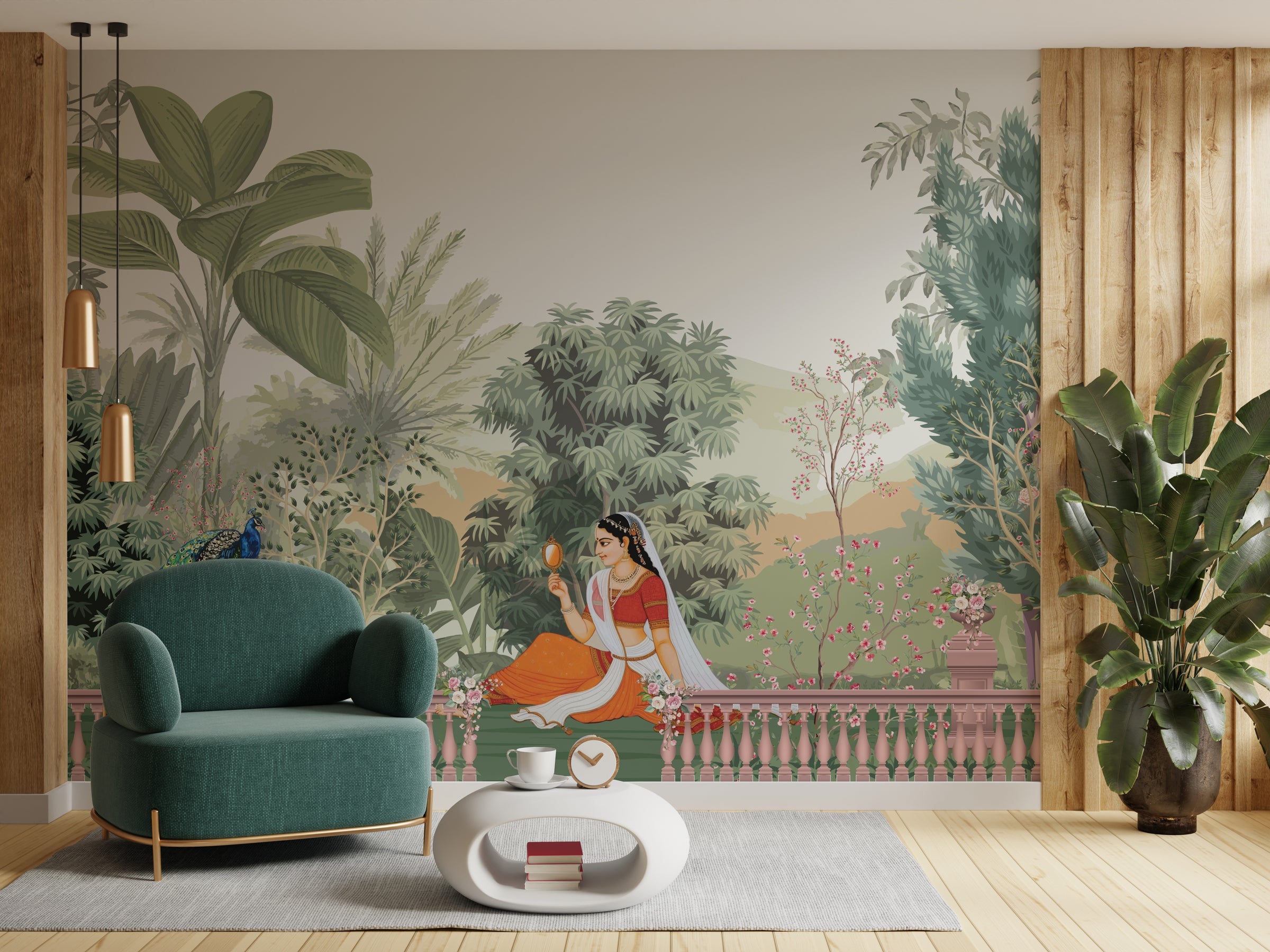 Tropical Indian Miniature Self Adhesive Wallpaper