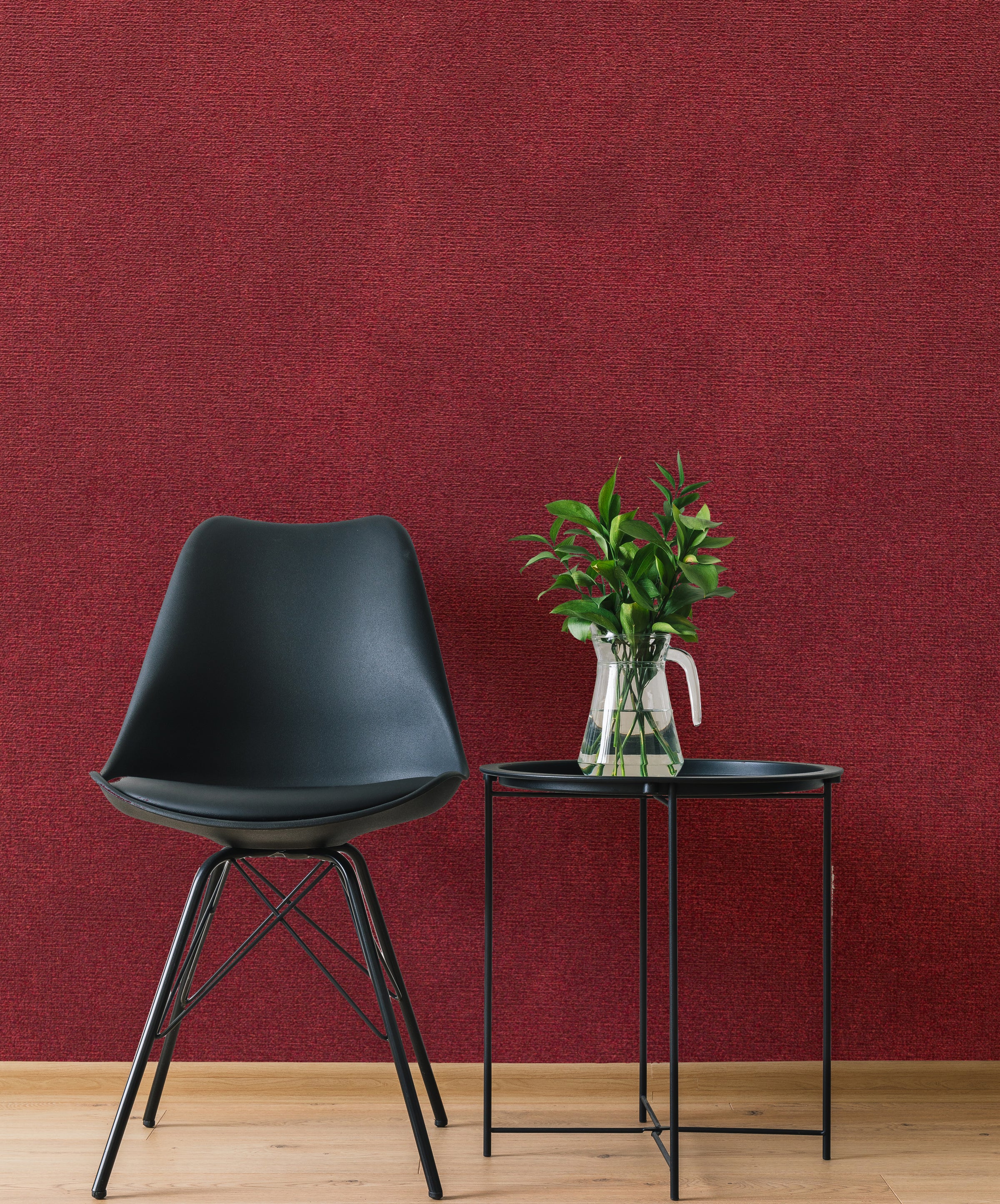 Luxury dark red textured wallpaper for contemporary living room decor woven fabric wall mural peel and stick