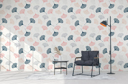 Minimal botanical leaf pattern wall covering for contemporary workspace decor