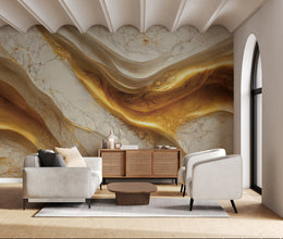Premium gold marble wallpaper enhancing modern living interior statement wall