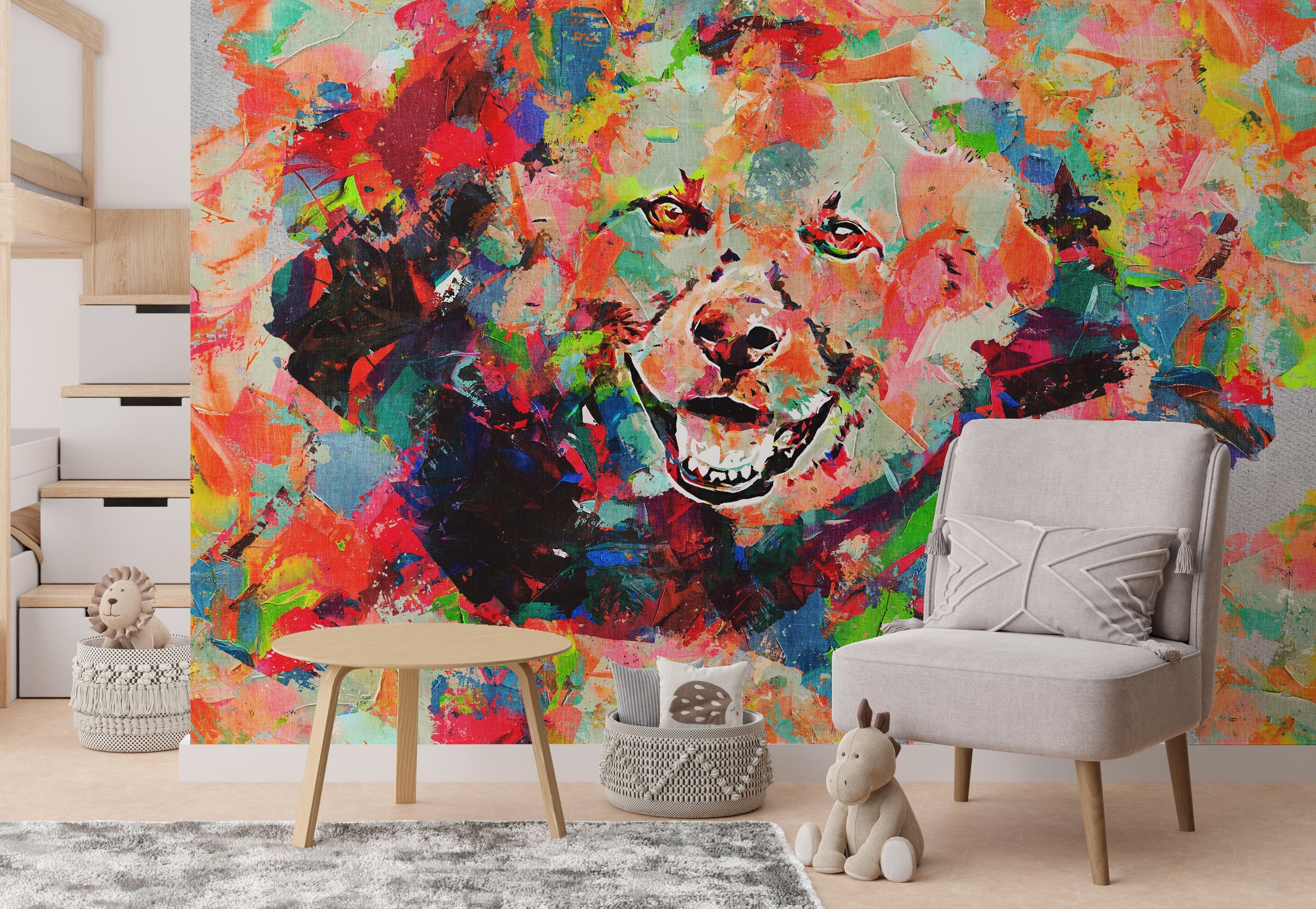 Graffiti Wallpaper | Colorful Abstract Peel And Stick Dog Wall Mural