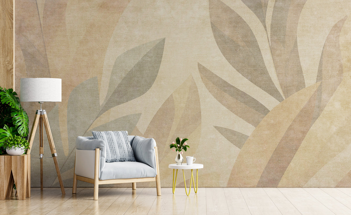 Beige And Ton Color Living Room Abstract Wallpaper