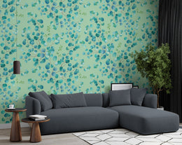 Watercolor Eucalyptus Leaf Design | Blue Green Foliage Peel and Stick Wallpaper