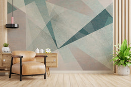 Pastel Colors Asymmetrical Modern Geometric Wallpaper