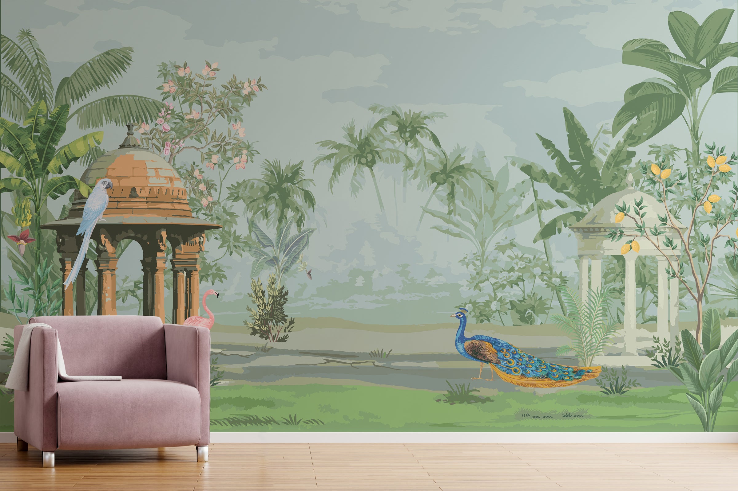 Indian Miniature Art Tropical Removable Wallpaper