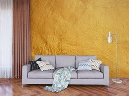 Eye catching gold plaster wallpaper for elegant hallway wall decor with modern furniture