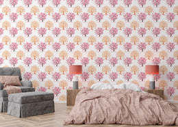 Repeating Pink Tree Wallpaper | Floral Peel and Stick Wallpaper
