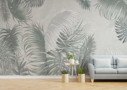 Oboe Dusty Green Large Leaves Wallpaper Murals
