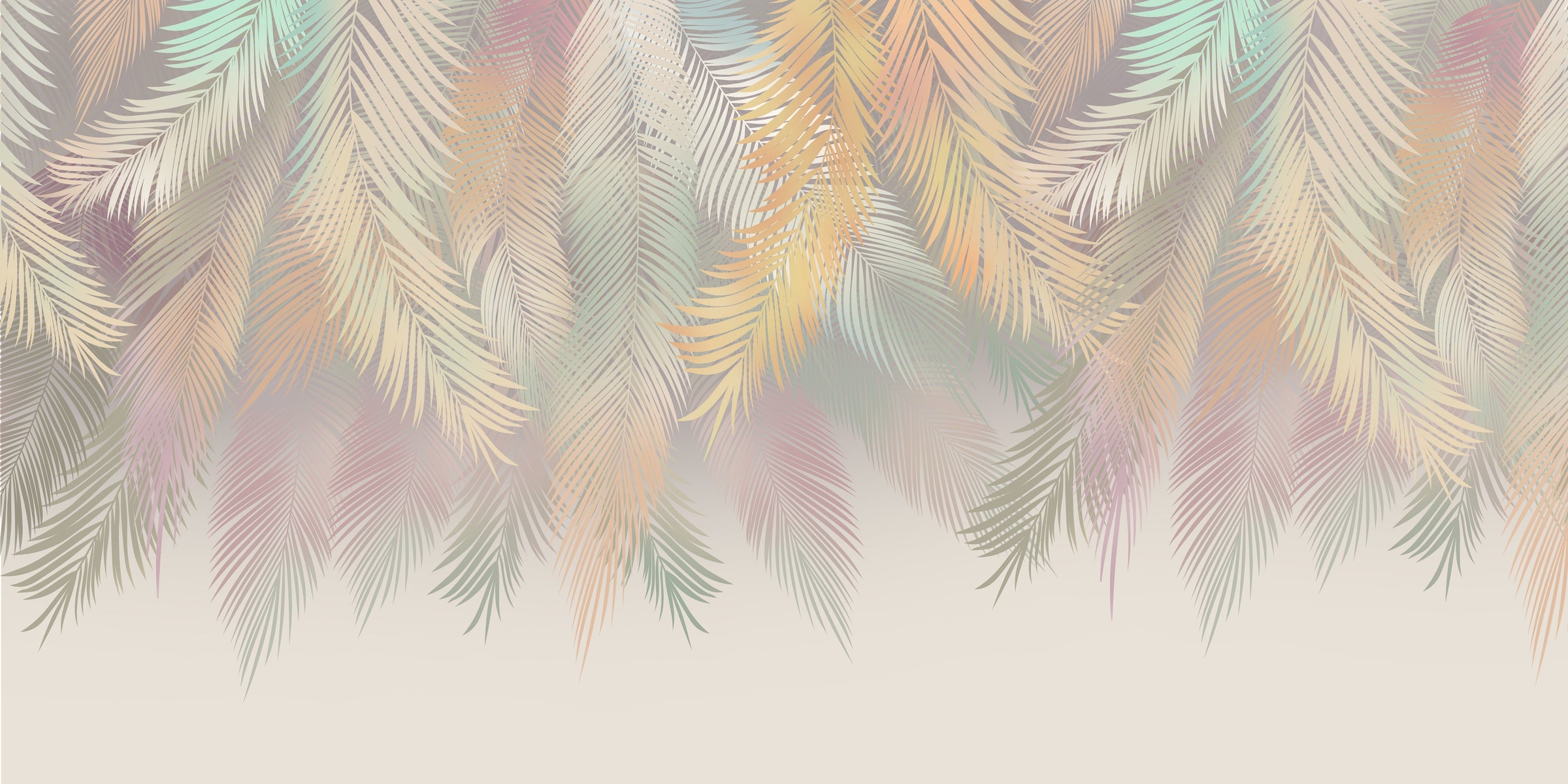 Soft Colors Feather Leaf | Neutral Boho Foliage Peel and Stick Wallpaper
