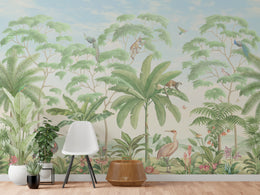 Tropical Jungle Wallpaper | Lush Green Animal Mural | Peel and Stick