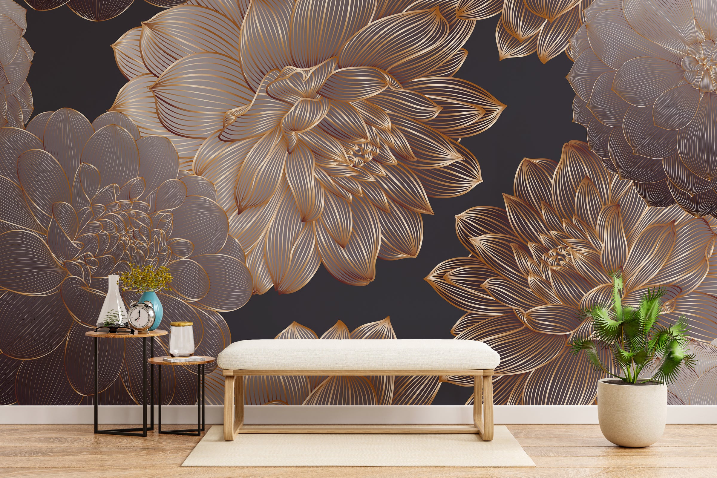 Luxurious Dahlia Peel and Stick Floral Wallpaper