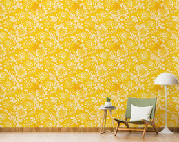 Gold Beauty of Marigold Floral Wallpaper