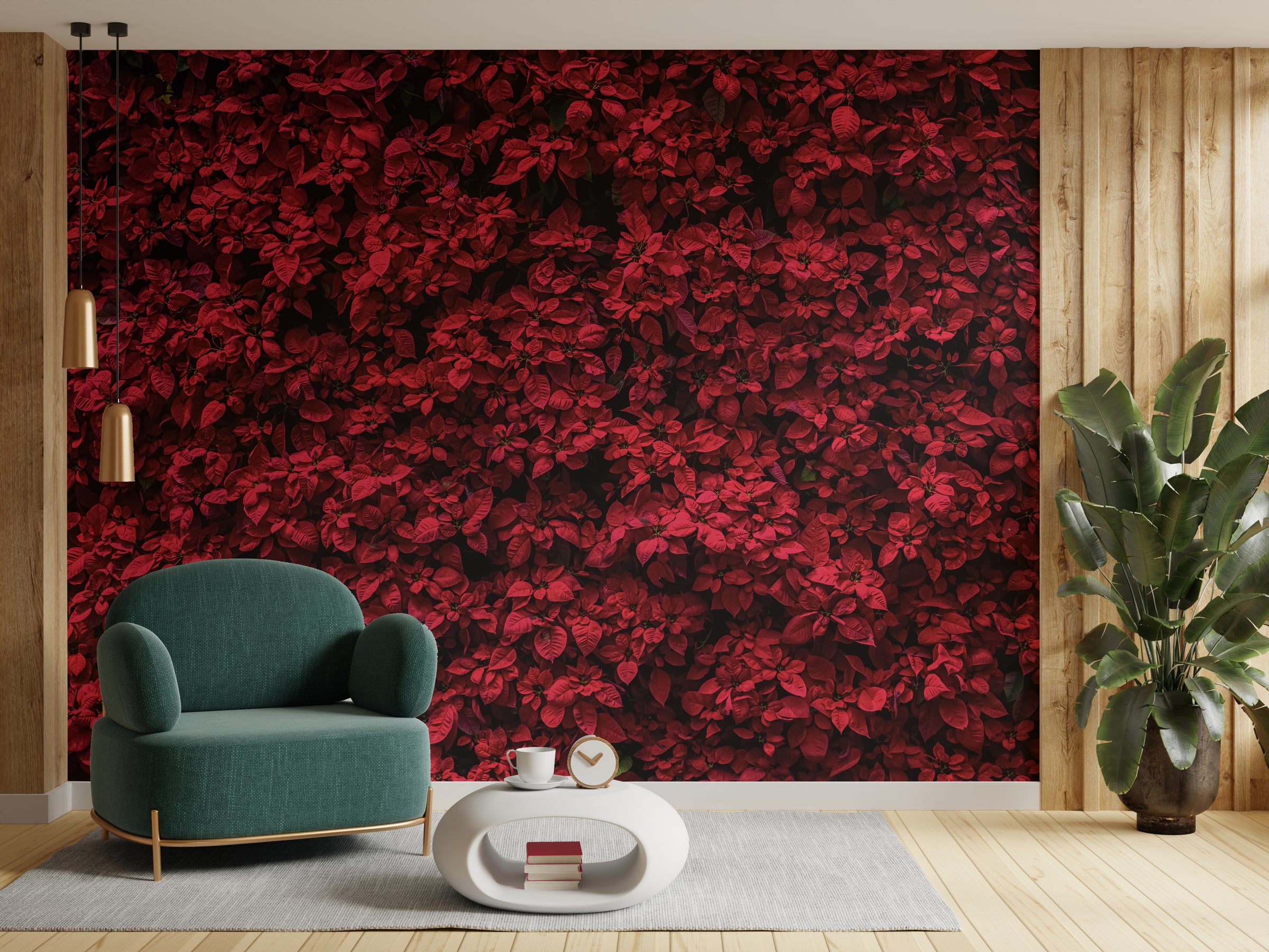 Elegant Red Poinsettia | Floral Botanical Peel and Stick Wallpaper