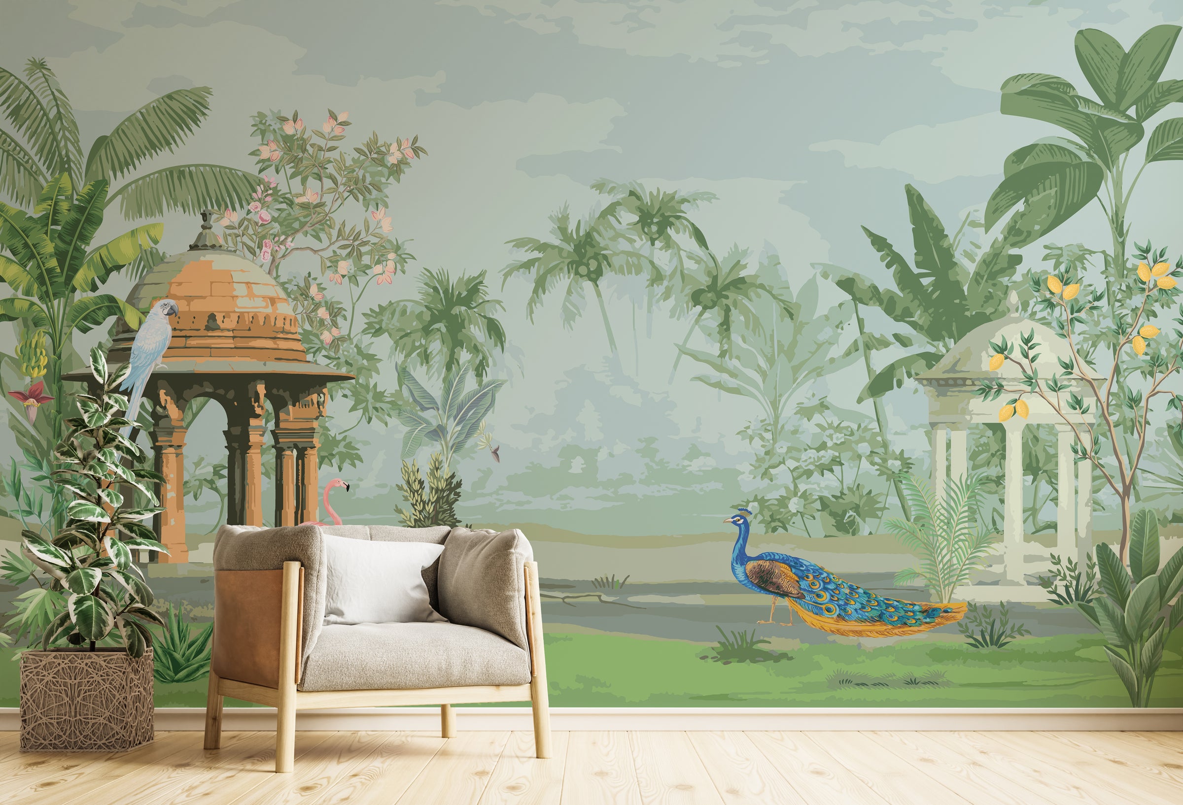 Indian Miniature Art Tropical Removable Wallpaper