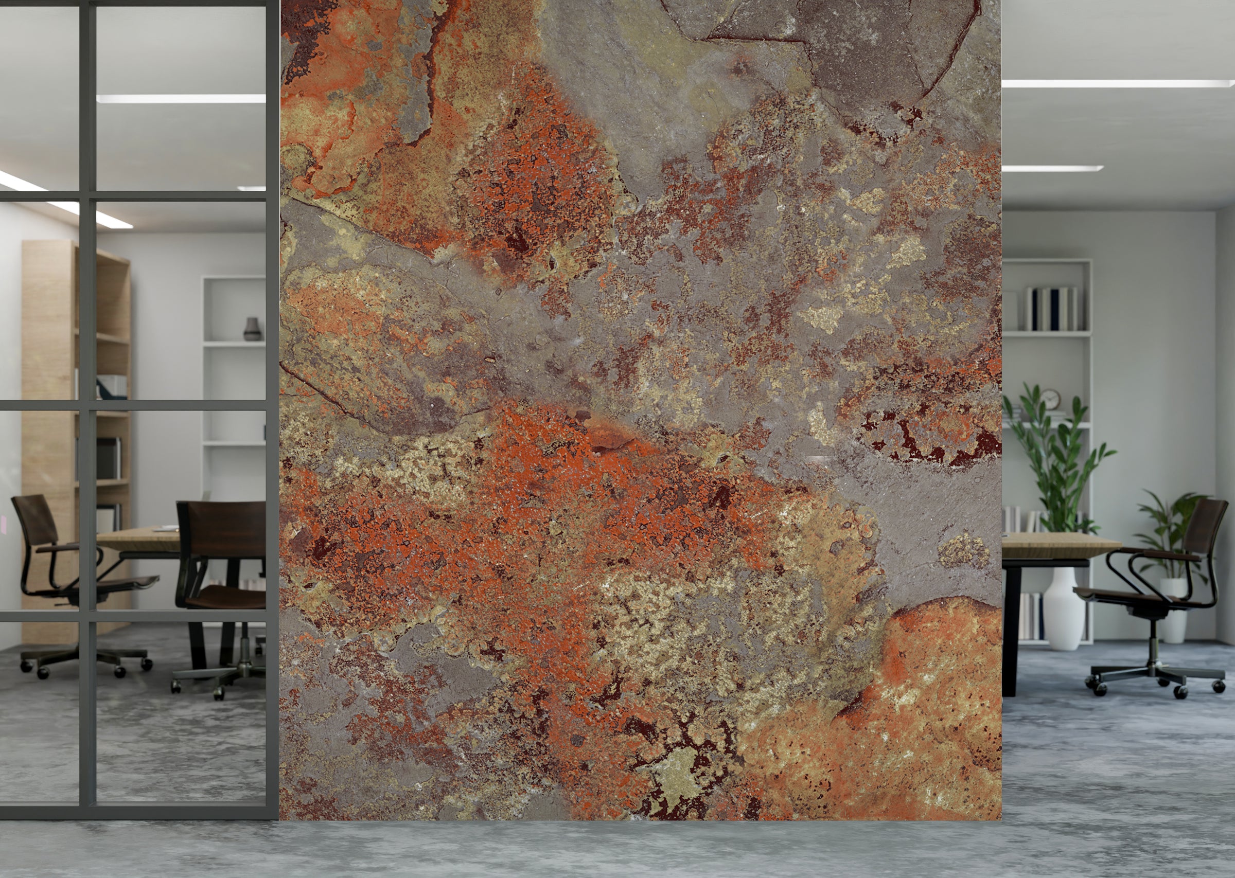 Aged Metallic Stone Wall Mural | Gray Orange Removable Wallpaper