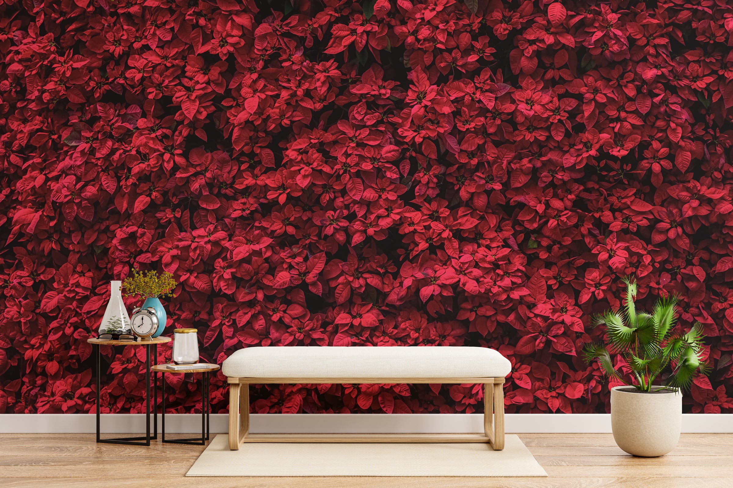 Elegant Red Poinsettia | Floral Botanical Peel and Stick Wallpaper