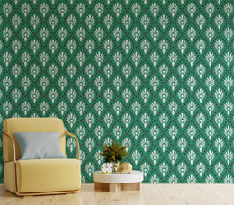 Art Deco Peel and Stick Wallpaper | Green Floral Artistic Wall Decor