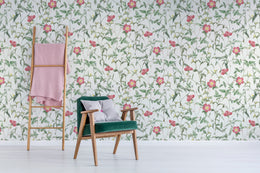 French Floral Design | Pink Roses Removable Wallpaper for Bedroom