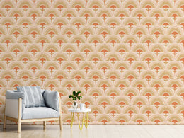 Decorative art deco geometry mural for creative studio interior wall
