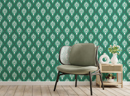 Art Deco Peel and Stick Wallpaper | Green Floral Artistic Wall Decor