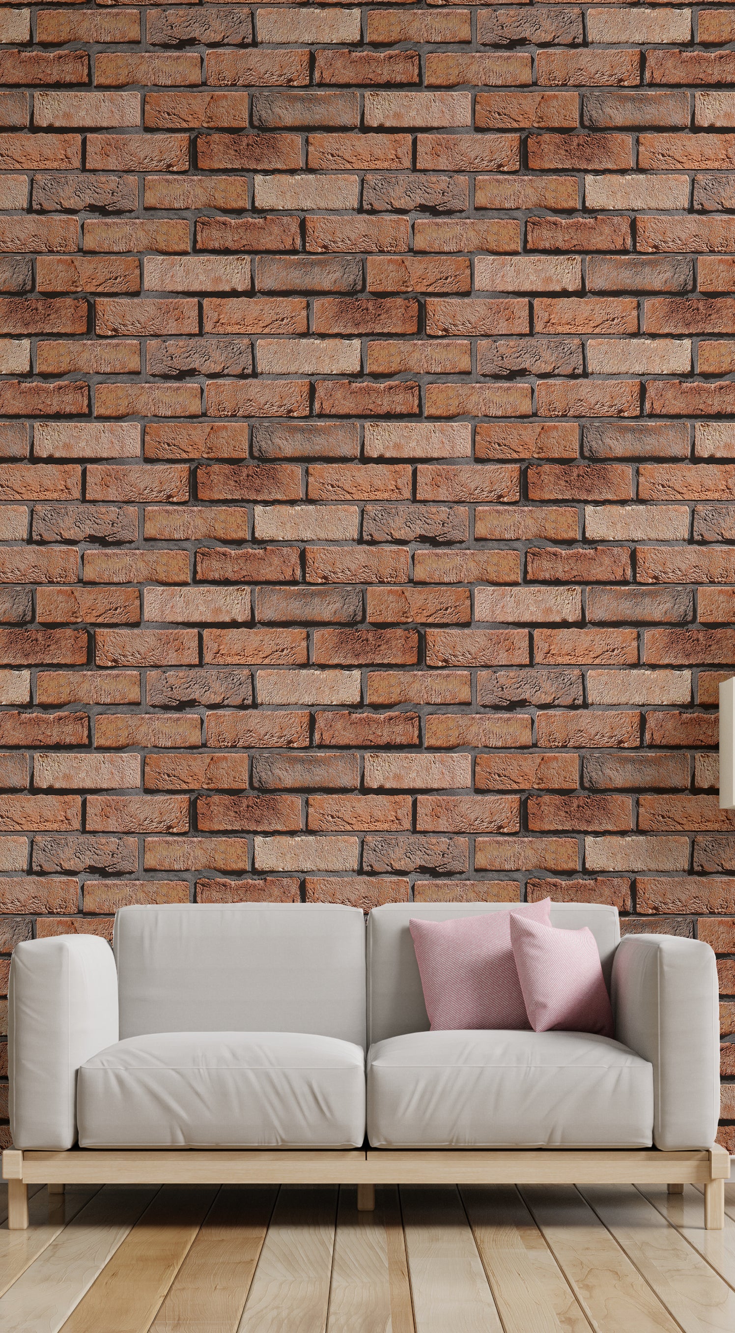 Industrial brick texture in earthy red tones for contemporary office wall setup