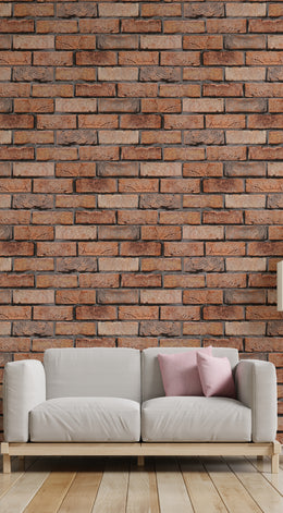 Industrial brick texture in earthy red tones for contemporary office wall setup